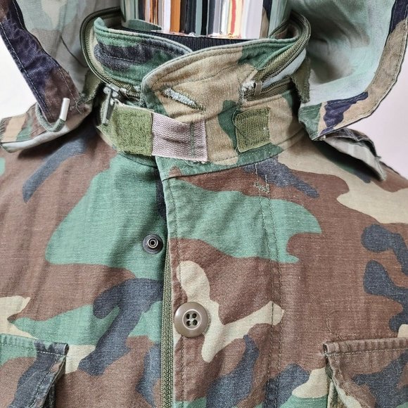 Golden MFG US Army Hooded Woodland Camo Cold Weather Heavy Military Coat Jacket - Picture 9 of 12